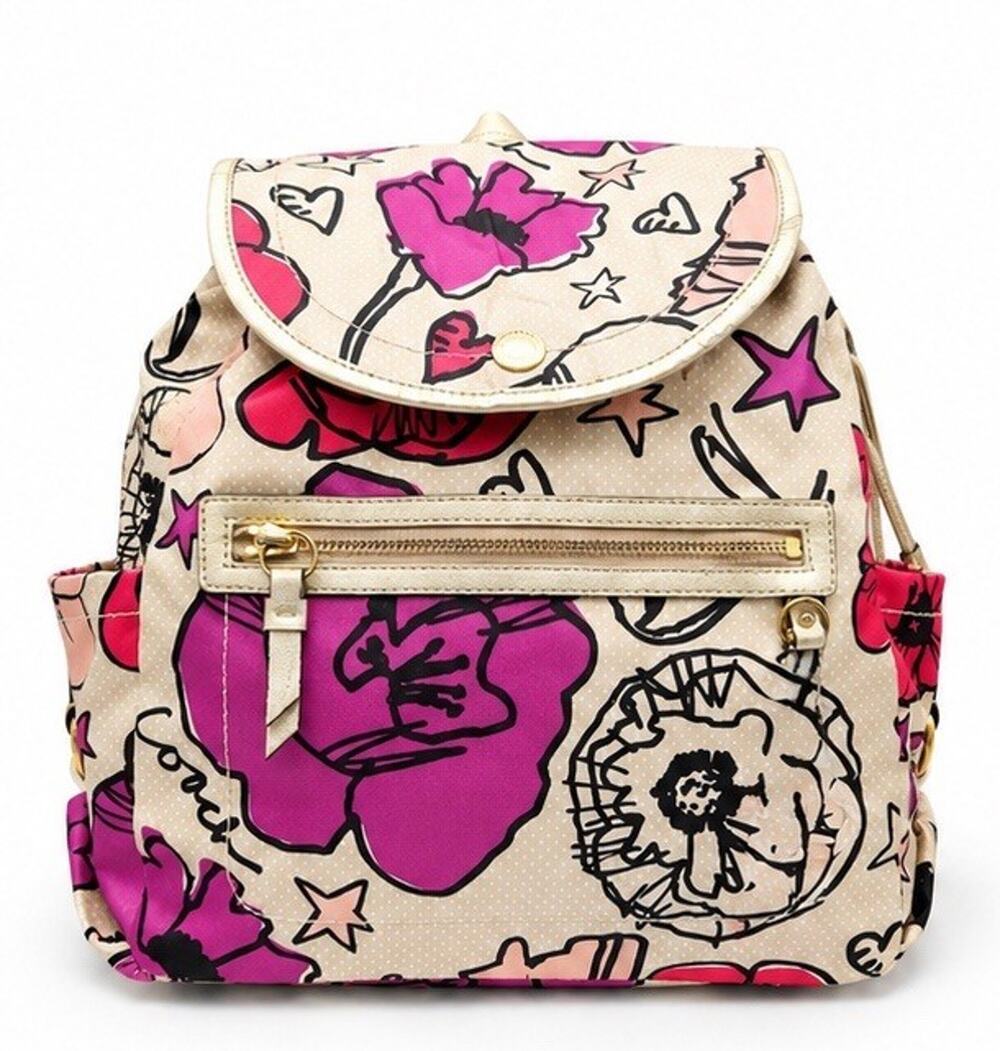 Coach Poppy Kyra Floral Graffiti Backpack F19284 Pink Purple Cream Rare